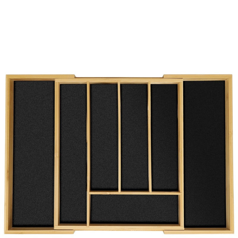 Ausziehbarer BESTECKKASTEN Schubladeneinsatz aus Bambus Holz 33×28,5-47cm
