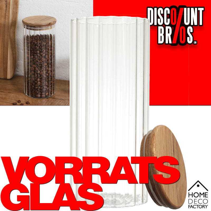 1,1 Liter VORRATSGLAS mit HOLZDECKEL Vorratsbehälter Aufbewahrungsglas transparentes Glas