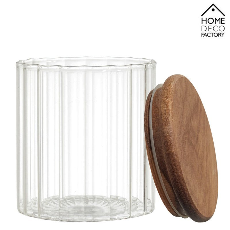50cl VORRATSGLAS mit HOLZDECKEL Vorratsbehälter Aufbewahrungsglas transparentes Glas