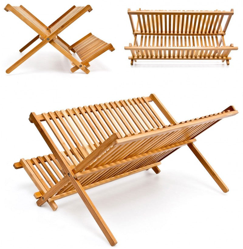 Bambus GESCHIRR-ABTROPFGITTER Abtropfgestell 42cm