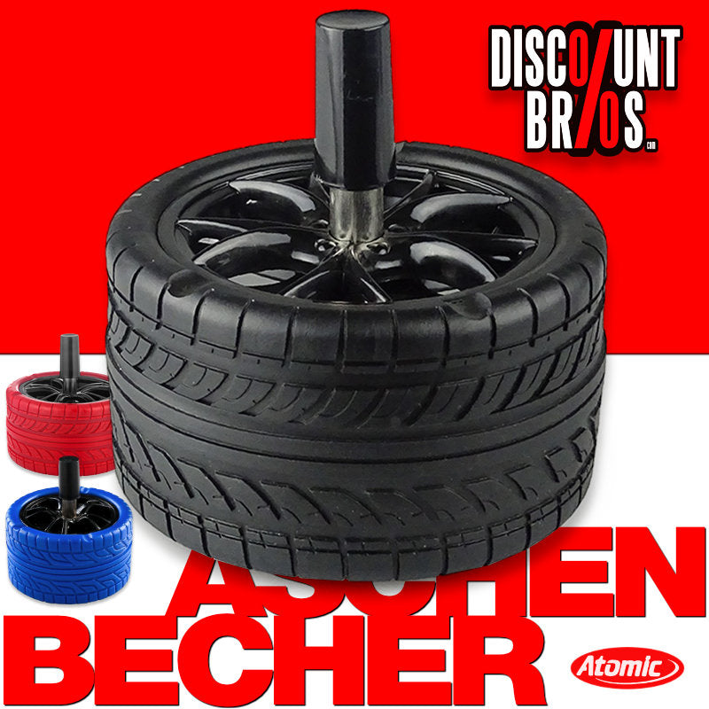 Drehaschenbecher DREH-ASCHENBECHER Aschenbecher REIFEN SCHWARZ, BLAU oder ROT Ø10cm