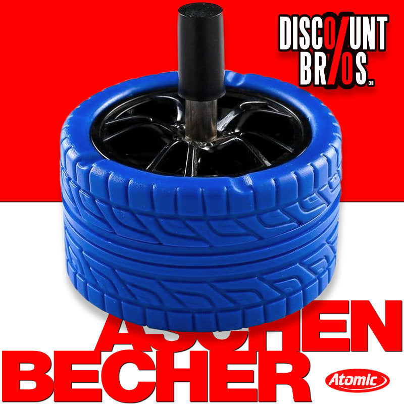 Drehaschenbecher DREH-ASCHENBECHER Aschenbecher REIFEN SCHWARZ, BLAU oder ROT Ø10cm