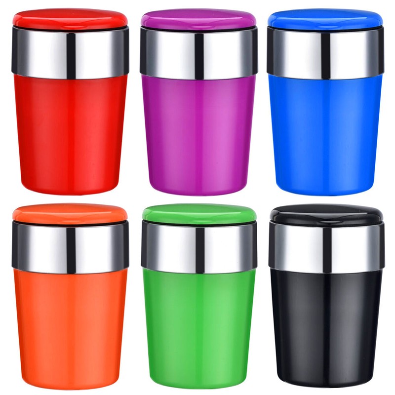 Champ AUTO-ASCHENBECHER Aschenbecher für Getränkehalter mit Deckel und LED Licht FARBIG