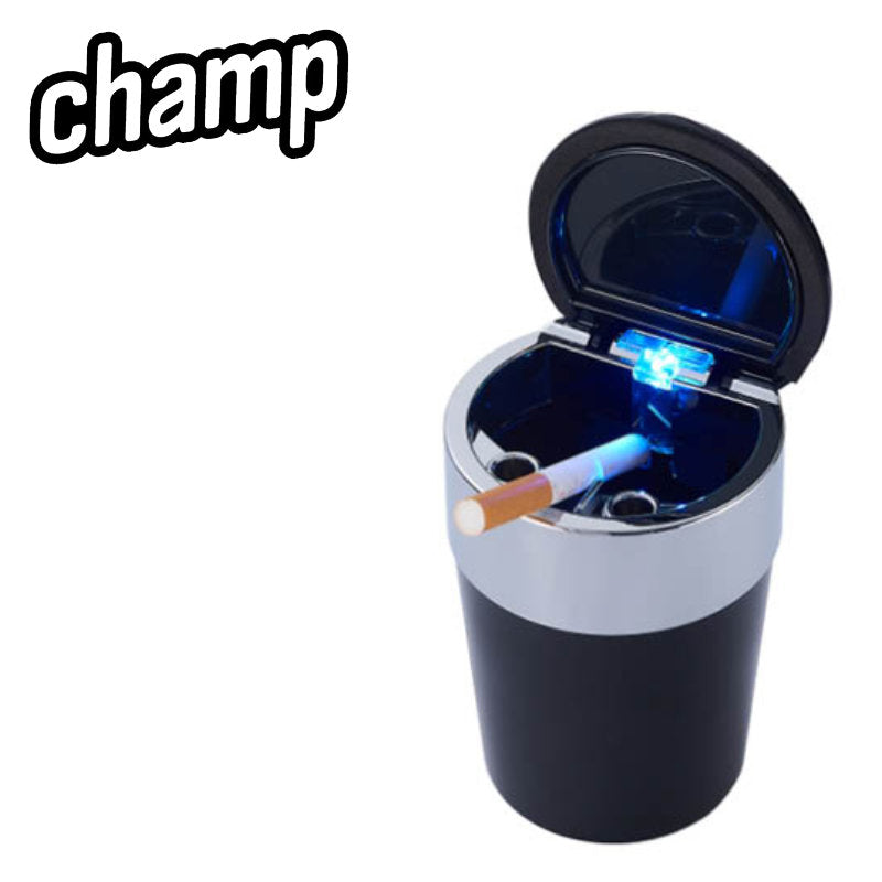 Champ AUTO-ASCHENBECHER Aschenbecher für Getränkehalter mit Deckel und LED Licht TRENDFARBEN