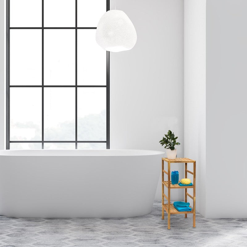 Natürliches Walnuss BADREGAL mit 3 Ablageflächen