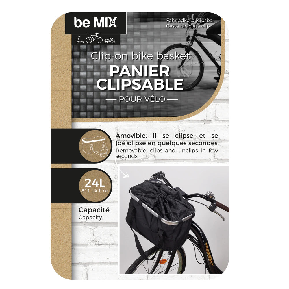 BE MIX Fahrradkorb 24 l mit Klicksystem in Schwarz