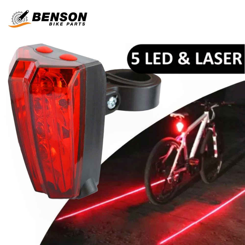 Benson LED Fahrrad Rücklicht mit Laserfunktion und 5 Leuchtmodi