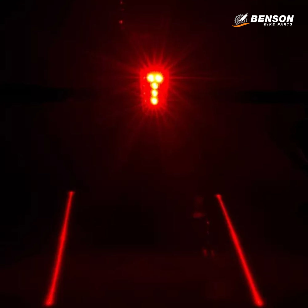BENSON LED Fahrrad Rücklicht mit Laserfunktion und 5 Leuchtmodi