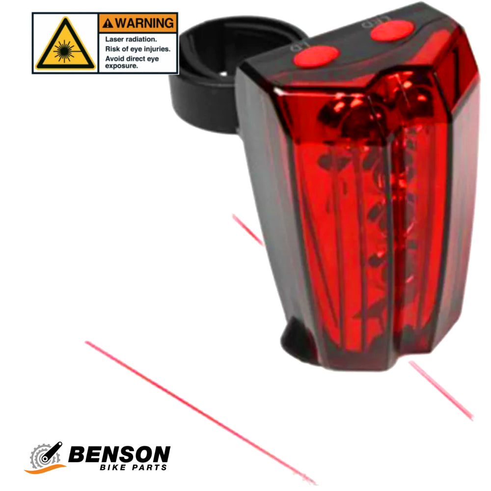BENSON LED Fahrrad Rücklicht mit Laserfunktion und 5 Leuchtmodi