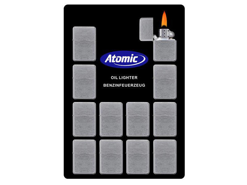 ATOMIC® Feuerzeug Benzinfeuerzeug Chrom Gebürstet