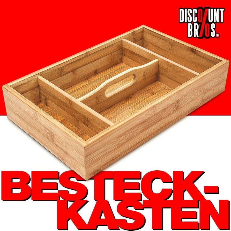 BESTECKKASTEN aus Bambus mit Tragegriff 37×23×7cm