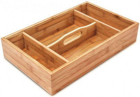 BESTECKKASTEN aus Bambus mit Tragegriff 37×23×7cm