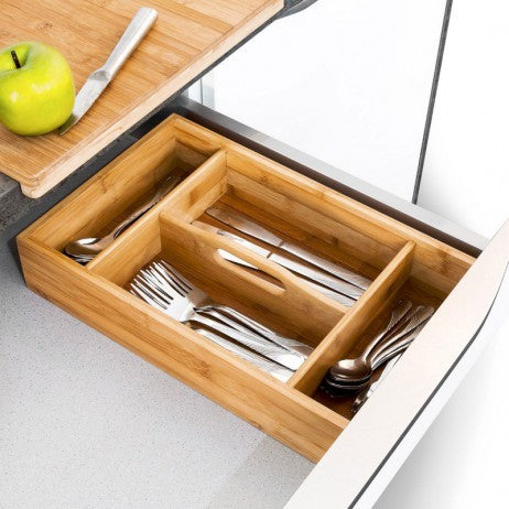 BESTECKKASTEN aus Bambus mit Tragegriff 37×23×7cm