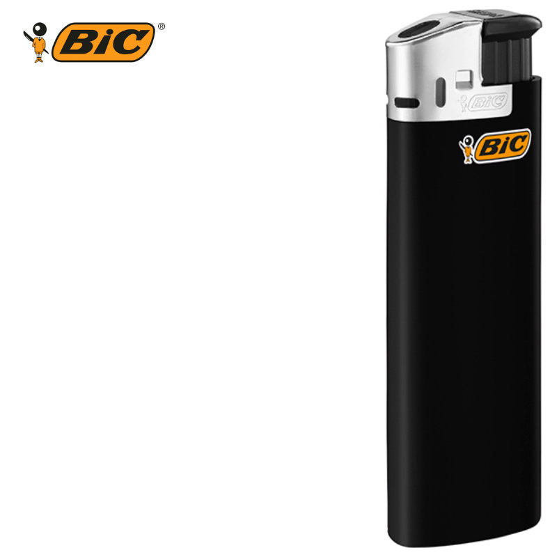 10er Set Elektronisches BIC® MAXI FEUERZEUG Piezo Schwarz/Silber