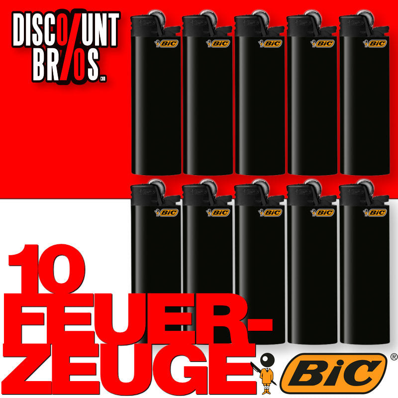 10 Stk. BIC® Einwegfeuerzeug MAXI FEUERZEUG Reibrad "All Black" SCHWARZ