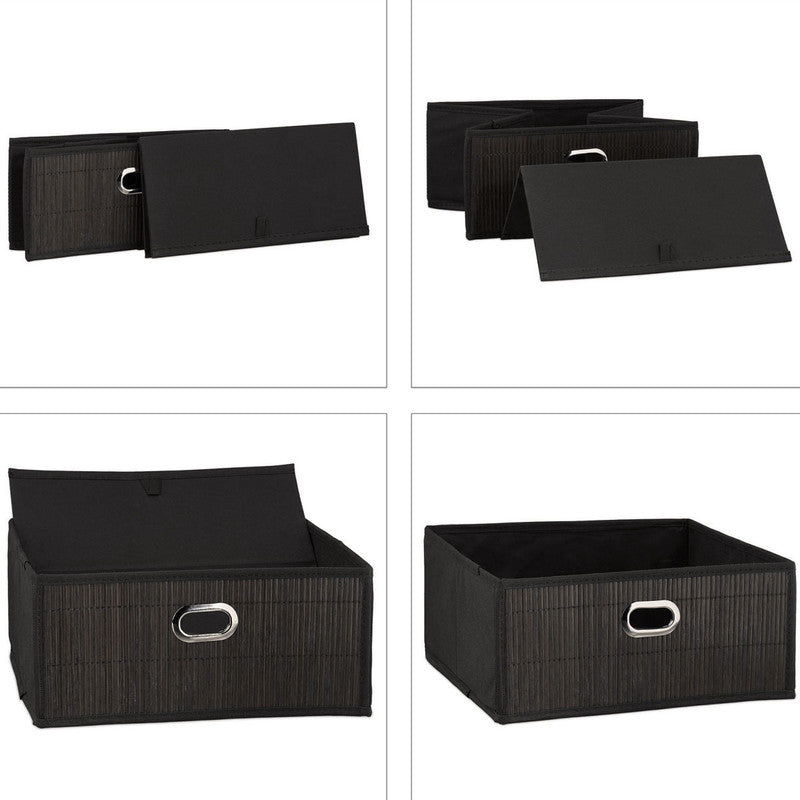 Box Schrankkorb REGALKORB FLACH Aufbewahrungskorb aus Bambus NATUR - BRAUN - GRAU - SCHWARZ oder WEISS