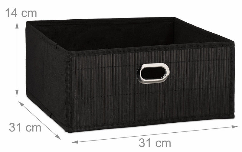 Box Schrankkorb REGALKORB FLACH Aufbewahrungskorb aus Bambus NATUR - BRAUN - GRAU - SCHWARZ oder WEISS