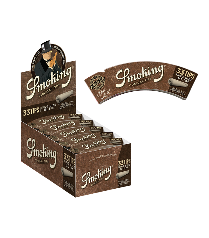 Smoking Brown Conical Tips mit 50er-Verkaufsdisplay und Einzelheft