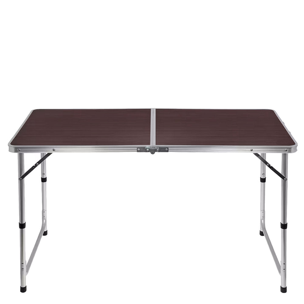 Campingtisch Mehrzwecktisch Klapptisch mit 4 Hocker Universaltisch Faltbar Höhenverstellbar 120 × 60 cm Braun