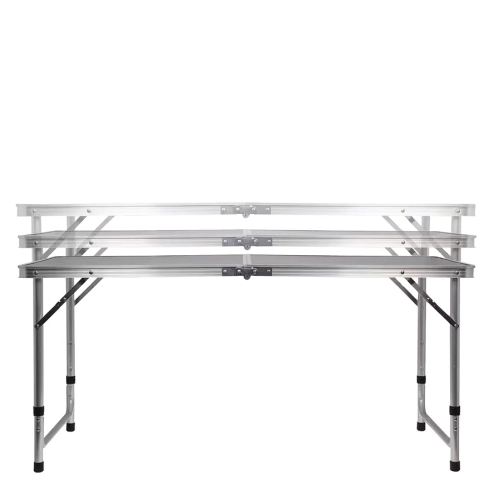 Campingtisch Mehrzwecktisch Klapptisch mit 4 Hocker Universaltisch Faltbar Höhenverstellbar 120 × 60 cm Braun