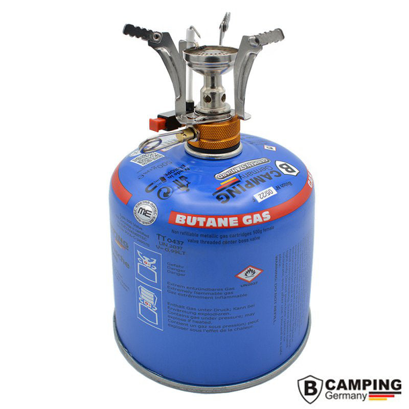 B-CAMPING Mini Campingkocher faltbar mit Piezo-Zündung