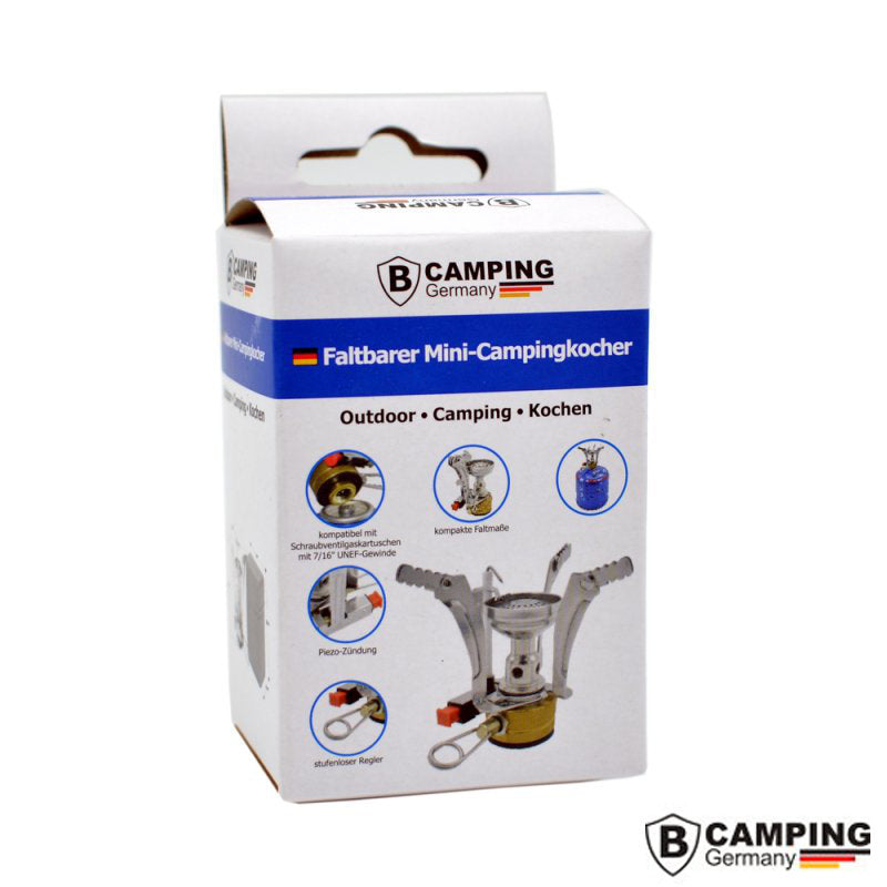B-CAMPING Mini Campingkocher faltbar mit Piezo-Zündung