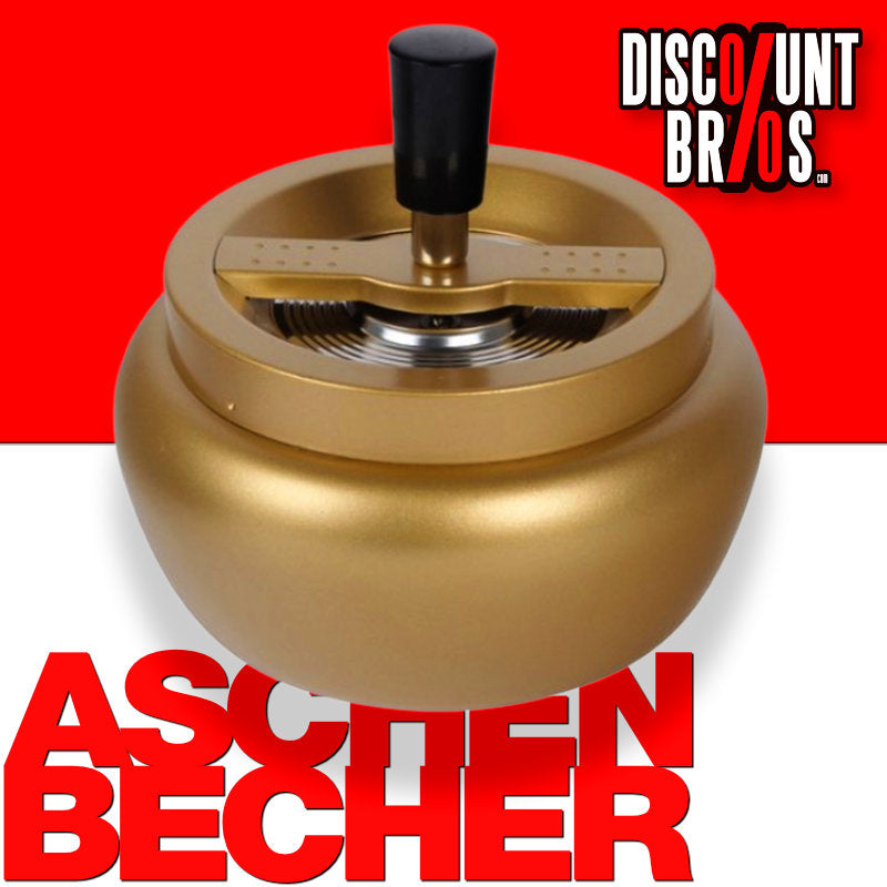 XL DREH-ASCHENBECHER Aschenbecher Drehaschenbecher GOLD Ø13cm