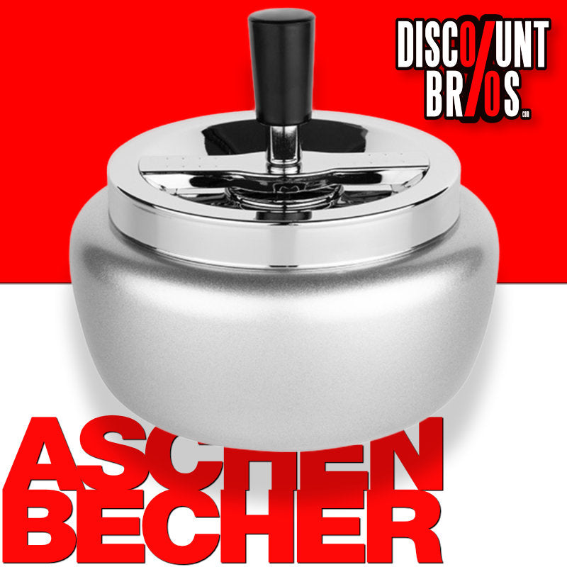XL DREH-ASCHENBECHER Aschenbecher Drehaschenbecher SILBER Ø13cm ZORR