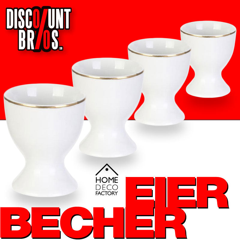 4 Stück Porzellan EIERBECHER Weiss mit Goldrand von HOME DECO FACTORY