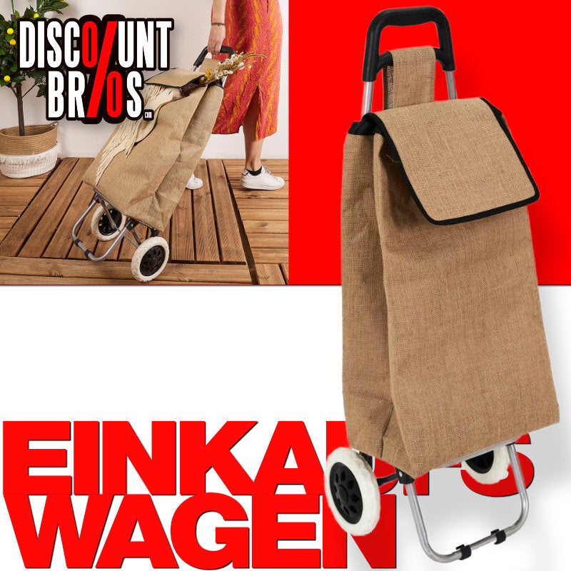 Einkaufstrolley EINKAUFSWAGEN Einkaufsroller Transportroller mit Jutetasche