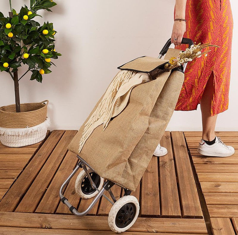 Einkaufstrolley EINKAUFSWAGEN Einkaufsroller Transportroller mit Jutetasche