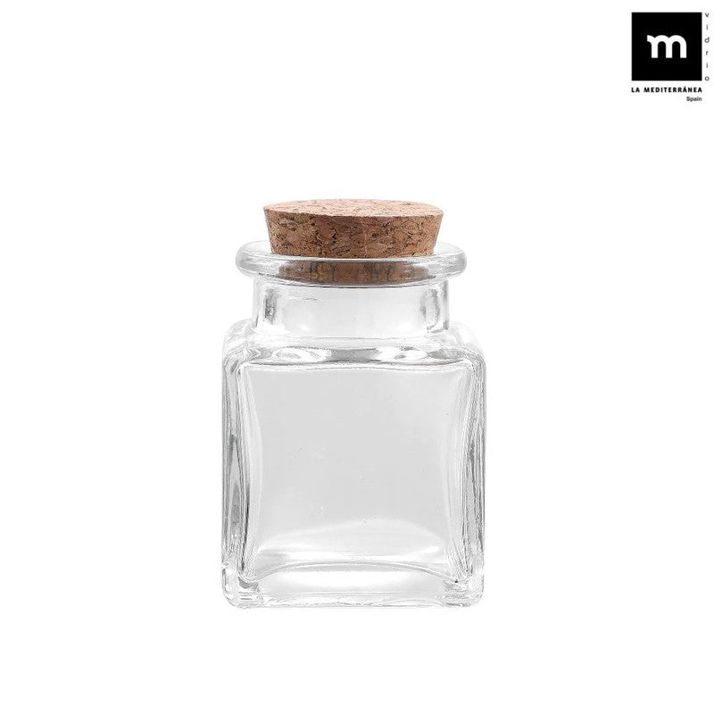 10er-Set 50ml Glasgefäss EINMACHGLÄSER Einmachglas Konfitürenglas mit Korkstopfen GLAS WÜRFEL ECKIG La Mediterránea