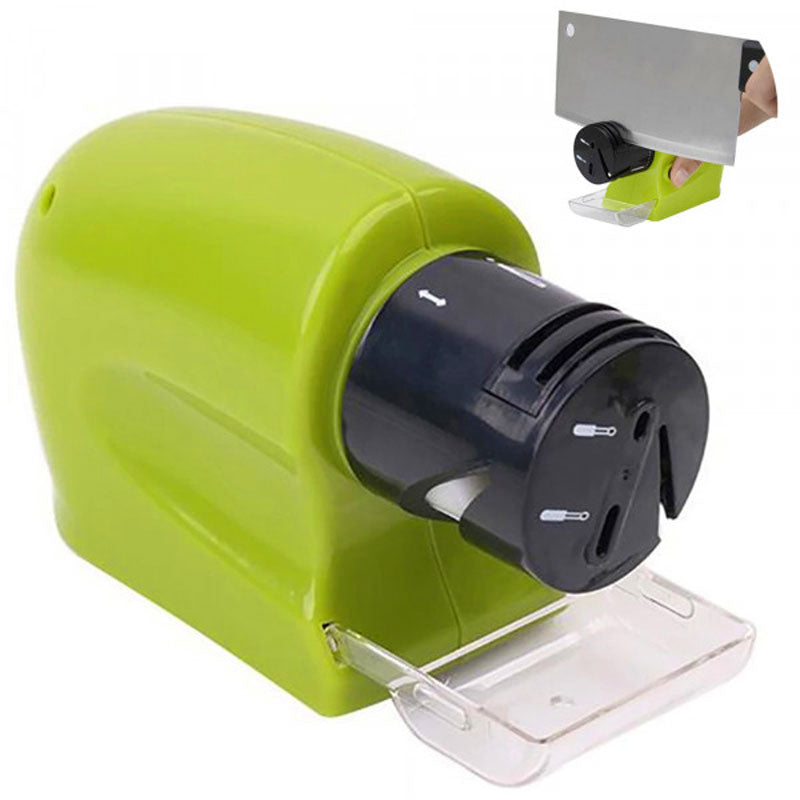 Elektro MESSERSCHÄRFER mit Schleifstein Batteriebetrieben GRÜN GRAU