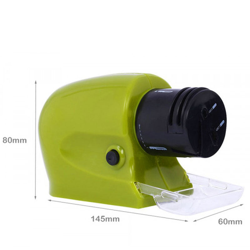 Elektro MESSERSCHÄRFER mit Schleifstein Batteriebetrieben GRÜN GRAU