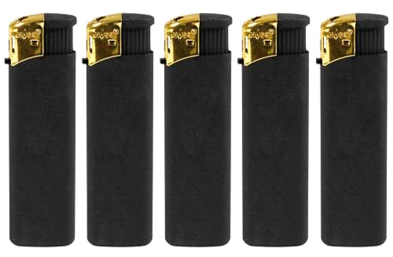 10 Elektronik FEUERZEUGE Mattschwarz + Gold nachfüllbar