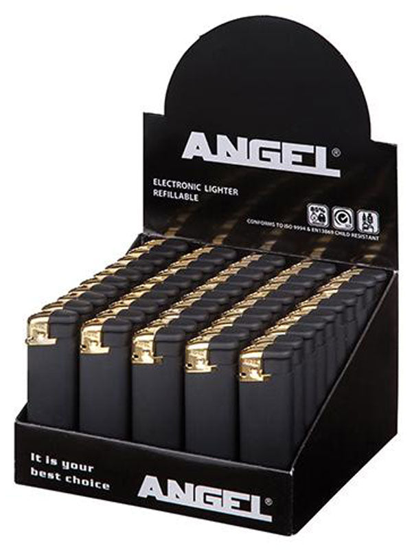 10 Elektronik FEUERZEUGE Mattschwarz + Gold nachfüllbar