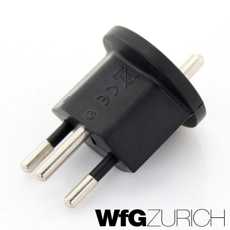 Permanent Fix-Adapter Stecker SCHUKO (Typ F CEE 7) zu Schweiz (T12) 3-polig teilisoliert WEISS