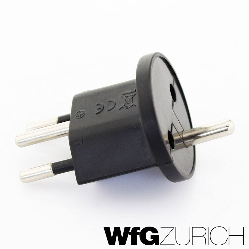 Permanent Fix-Adapter Stecker SCHUKO (Typ F CEE 7) zu Schweiz (T12) Fixadapter 3-polig