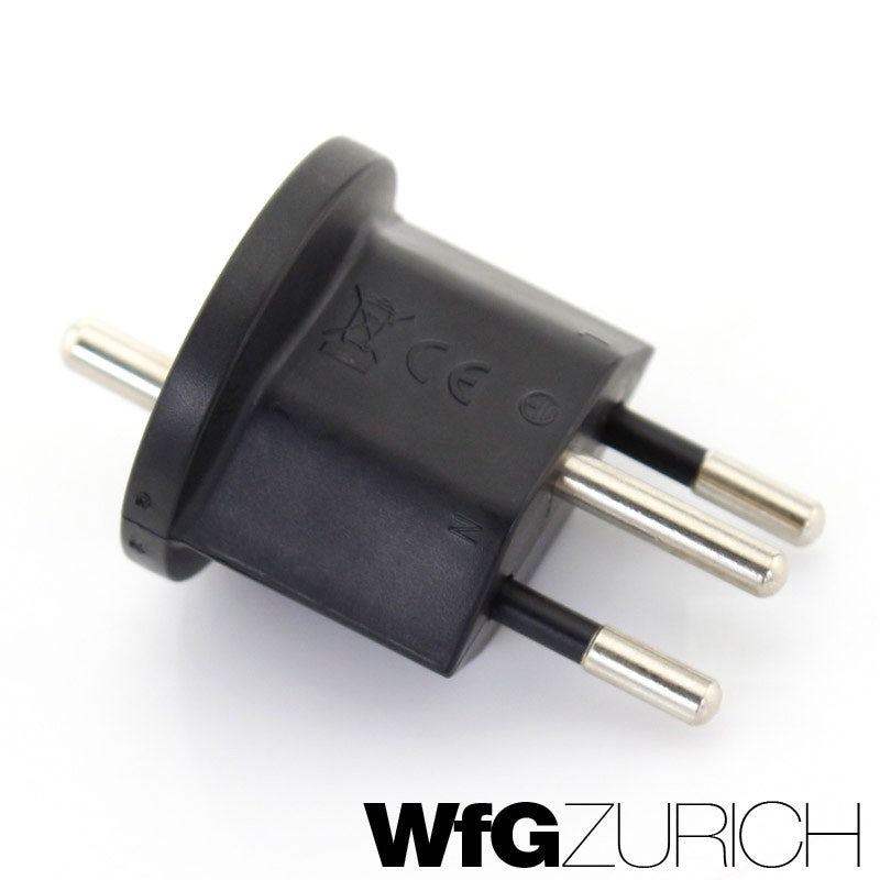 Permanent Fix-Adapter Stecker SCHUKO (Typ F CEE 7) zu Schweiz (T12) 3-polig teilisoliert WEISS