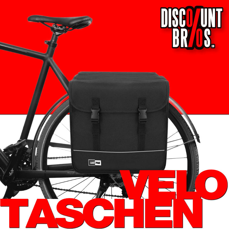 LASTPAK Velo- Fahrrad- DOPPEL- GEPÄCKTASCHEN Canvas Fahrradtasche für Gepäckträger 35l SCHWARZ