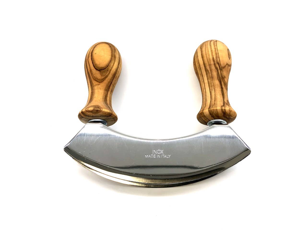 olivenholz-erleben | Wiegemesser aus Olivenholz, Doppeltklinge Edelstahl