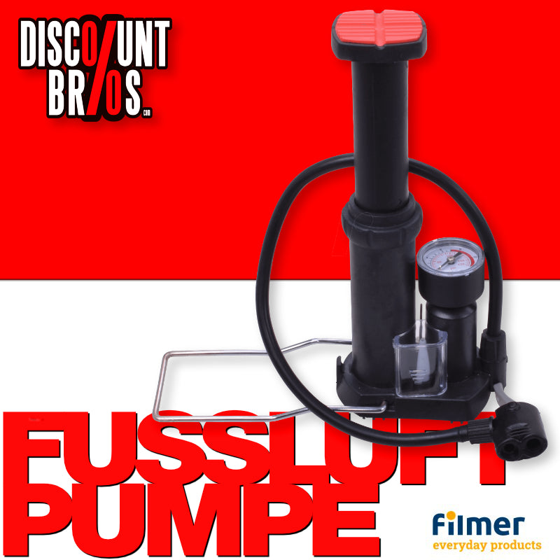 Velopumpe LUFTPUMPE mit Manometer Kompakt-Fussluftpumpe FILMER