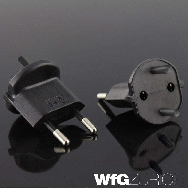 Permanent Fix-Adapter Stecker SCHUKO (Typ F CEE 7) zu Schweiz (T11) Fixadapter 2-polig teilisoliert