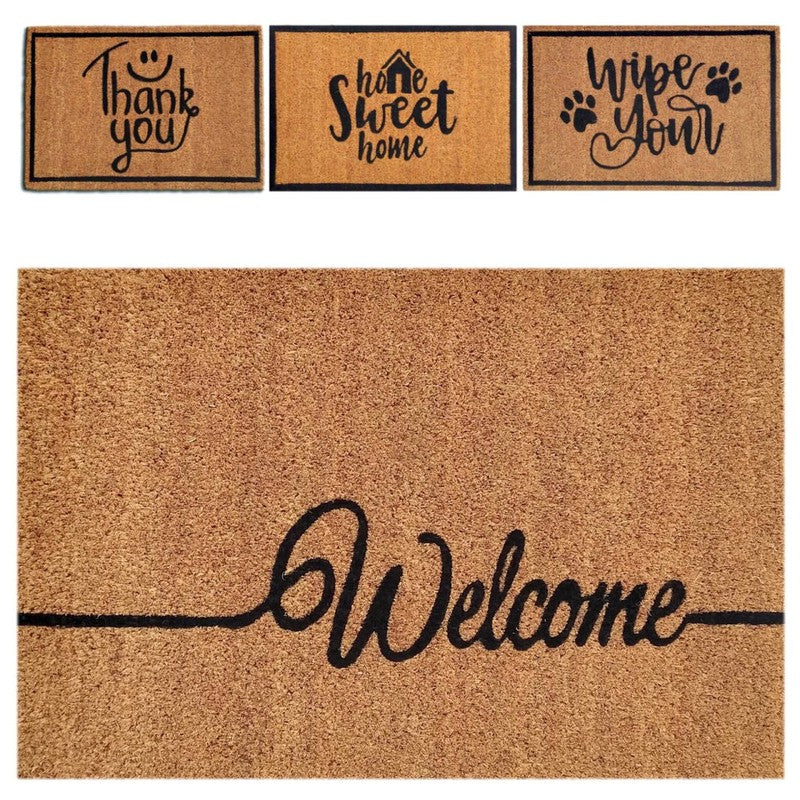 Türvorleger FUSSMATTE Kokos + Naturlatexrücken WELCOME 60×40cm