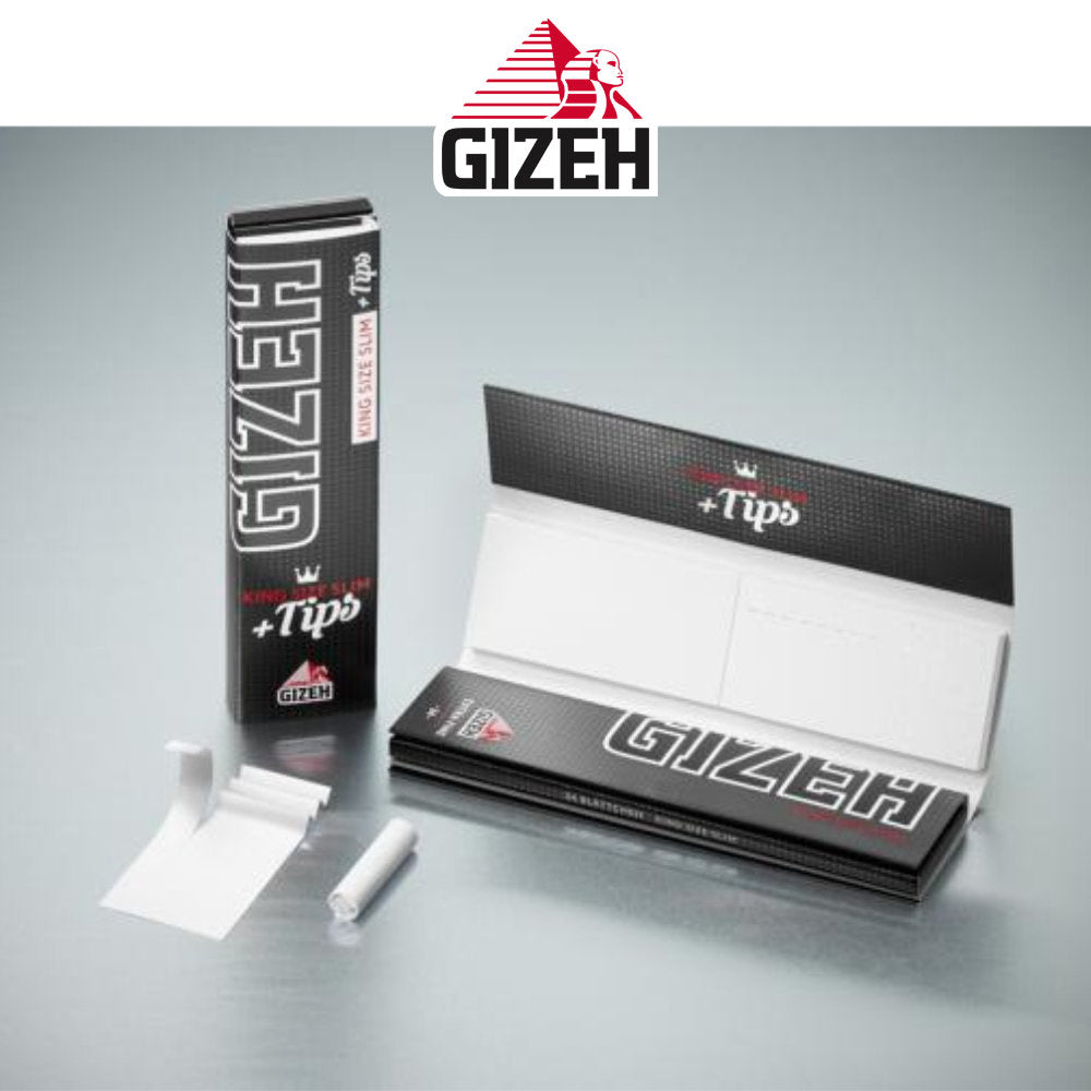 10 × GIZEH Black King Size Slim Papers + Tips im 10er-Pack