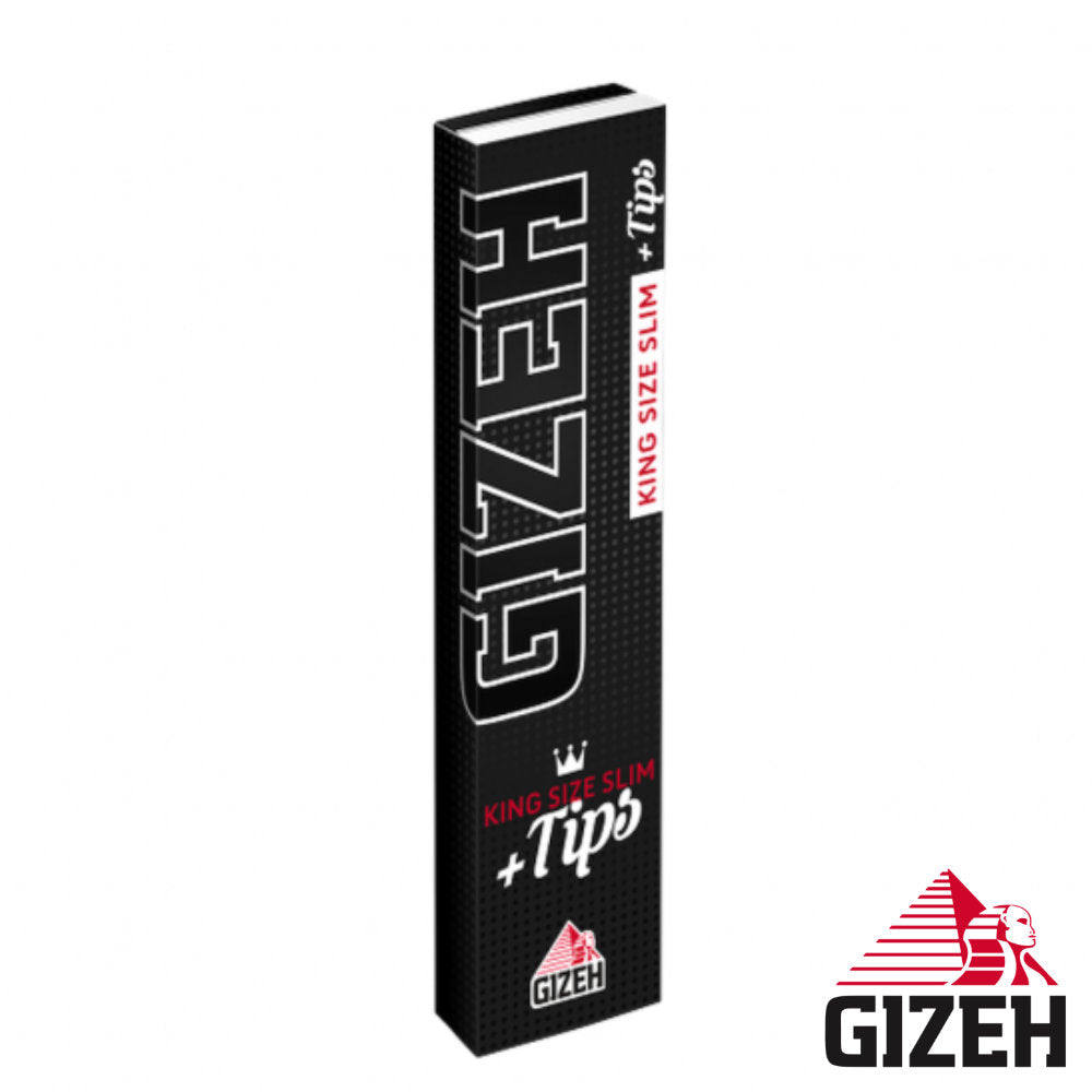 10 × GIZEH Black King Size Slim Papers + Tips im 10er-Pack