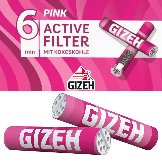 500 Stk. GIZEH PINK Active Tips Aktivkohlefilter Filter Zigarettenfilter 6mm EXTRA-SLIM