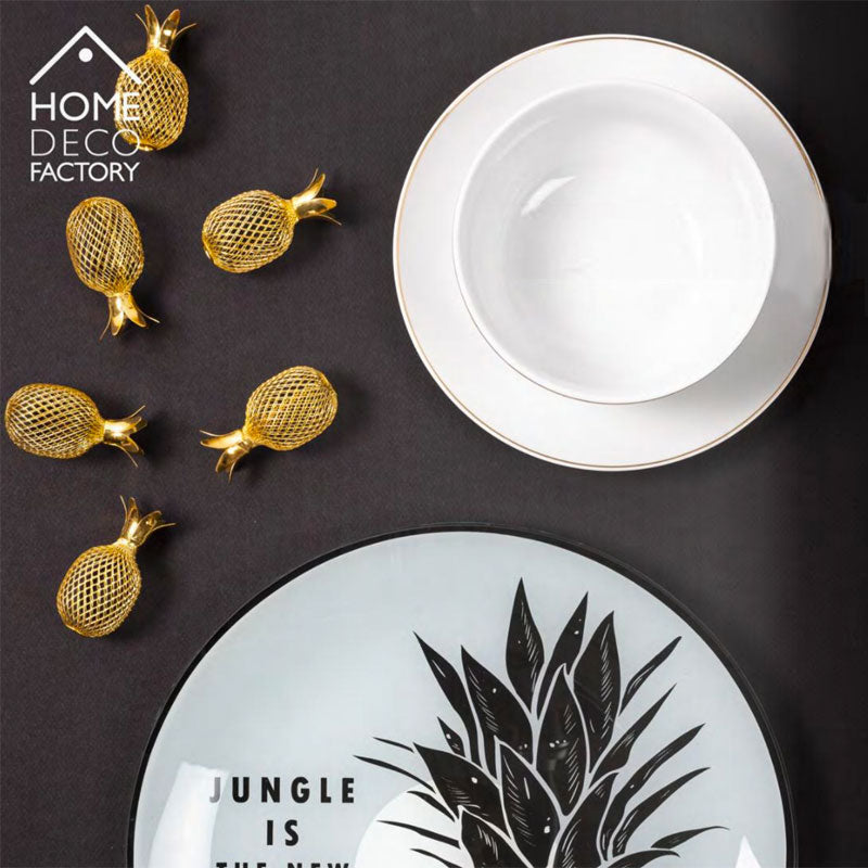 Weisser TELLER mit Goldrand – Speiseteller / Menueteller aus Porzellan von HOME DECO FACTORY Ø27cm