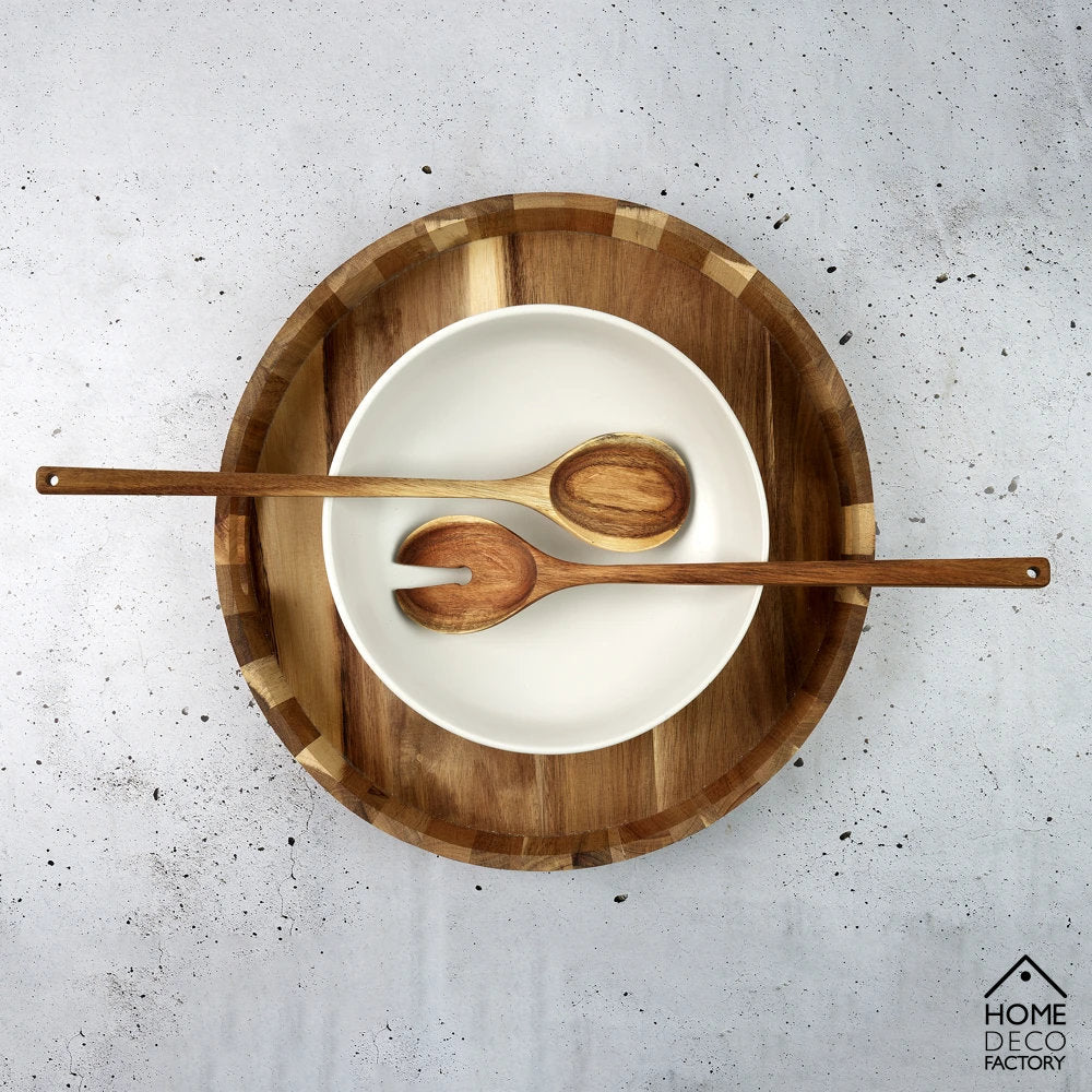 Home Deco Factory Salatbesteck aus Akazienholz, 36 cm, 2-teilig
