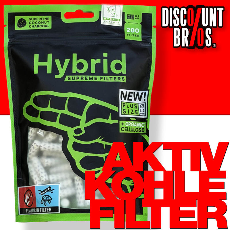 200 Stk. Hybrid Supreme Filters AKTIVKOHLEFILTER 8,2mm Plus Size
